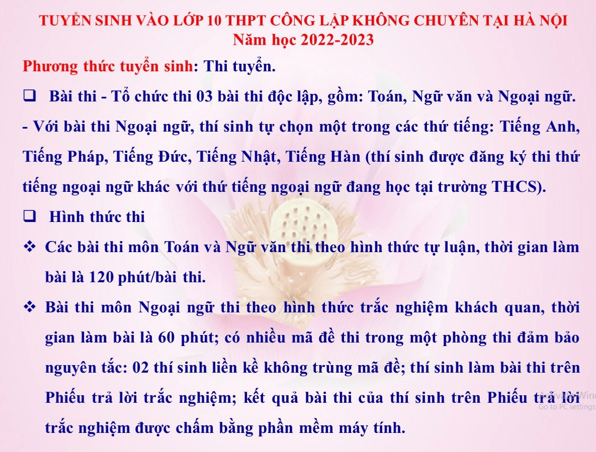 tuyển sinh vào lớp 10 THPT năm học 2022-2023 tại Hà Nội tuyển sinh vào lớp 10 THPT năm học 2022-2023 tại Hà Nội