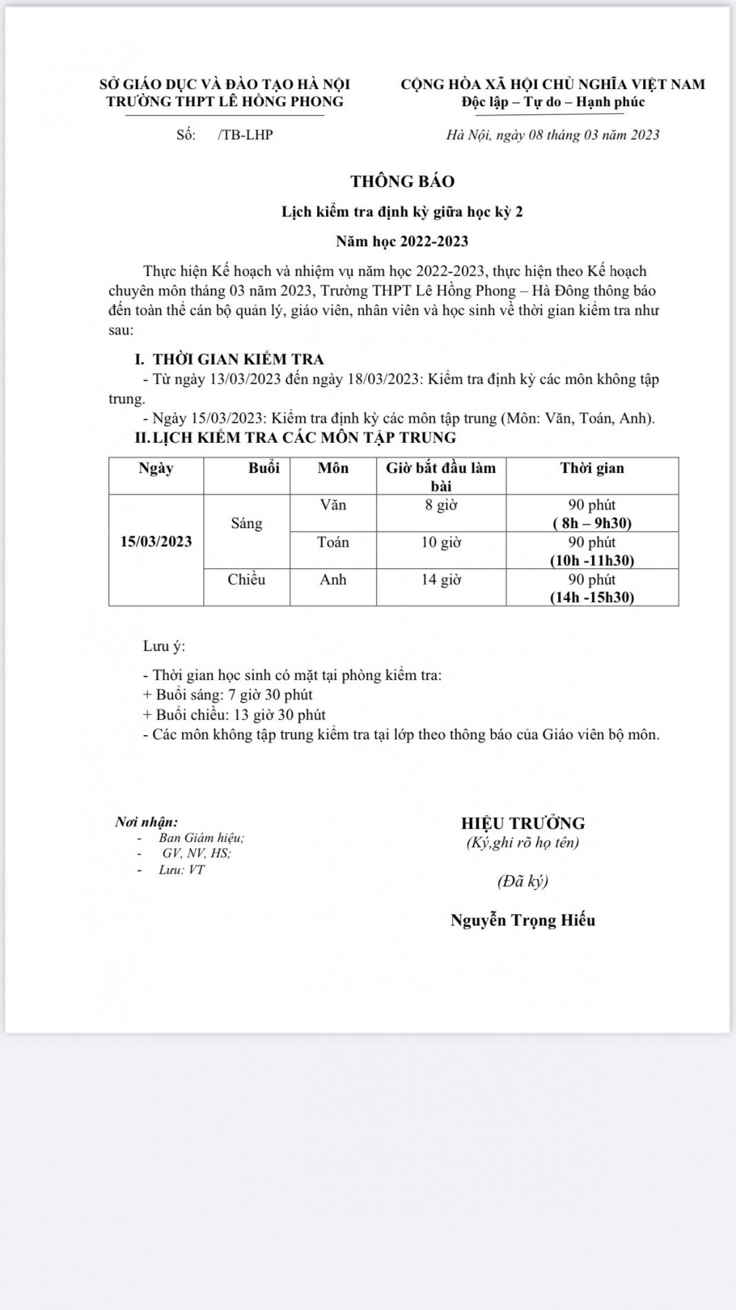Kế hoạch tuyển sinh vào lớp 10 THPT năm học 2023-2024