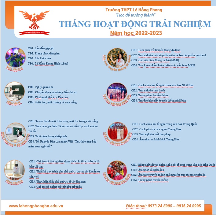 Tháng hoạt động trải nghiệm cho học sinh lớp 10 trường THPT Lê Hồng Phong