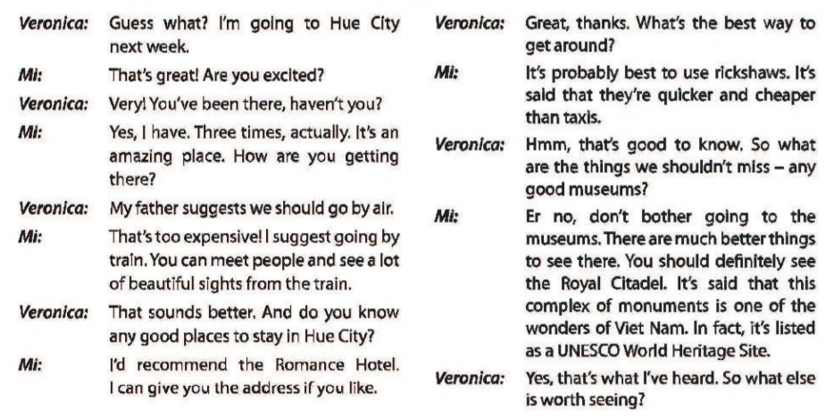 Soạn bài Tiếng Anh lớp 9 Unit 5:  Getting Started (phần 1-4 trang 50-51 SGK)