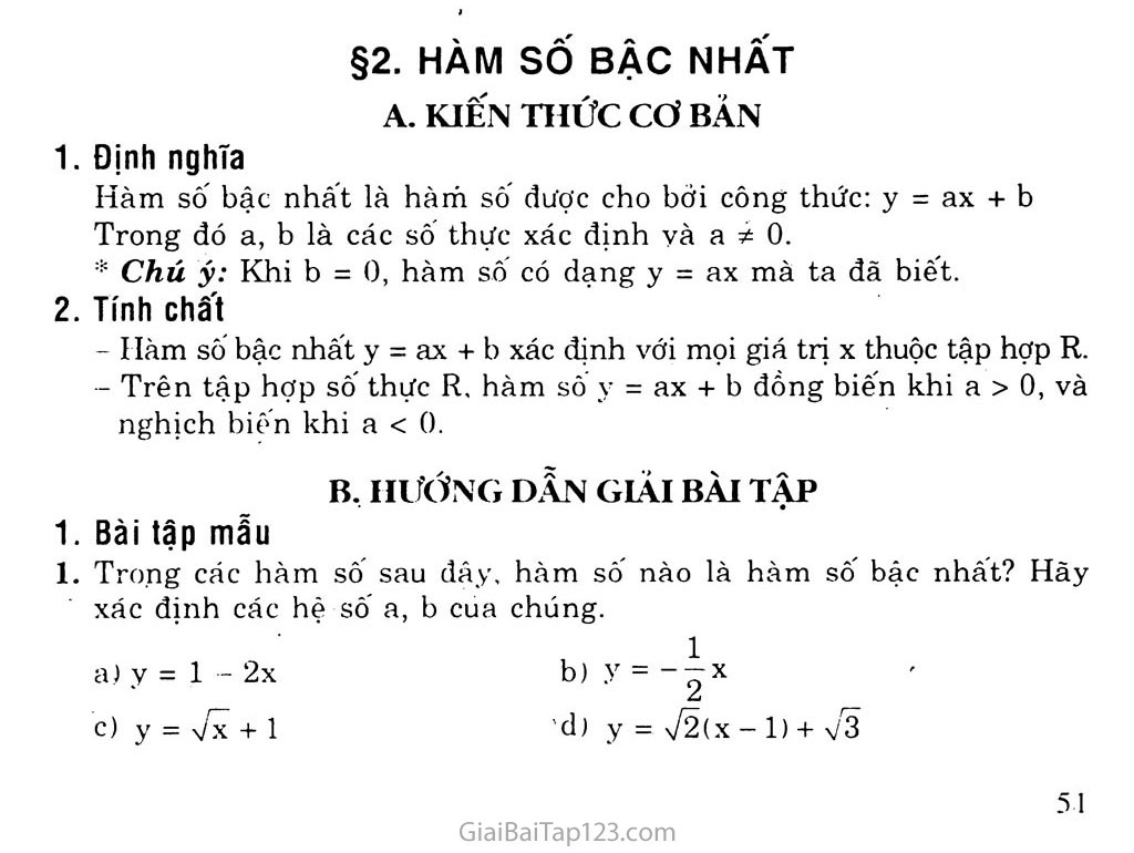 Hàm Số Bậc Nhất Và Các Tính Chất Cơ Bản: Khái Niệm, Đồng Biến, Nghịch Biến Và Ứng Dụng