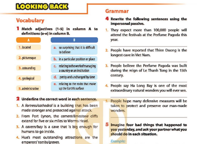 Tiếng Anh 9 unit 5 Looking Back Tiếng Anh 9 unit 5 Looking Back