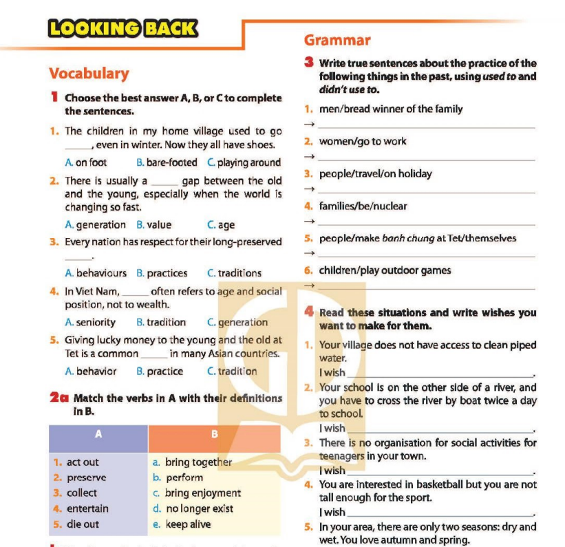 Soạn bài tiếng Anh lớp 9 Unit 4: Looking Back (trang 48-49 SGK)