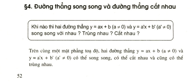 Lý thuyết đường thẳng song song và đường thẳng cắt nhau toán 9