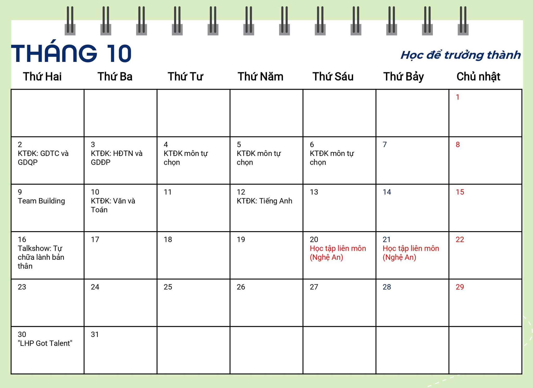 Sự kiện tháng 10