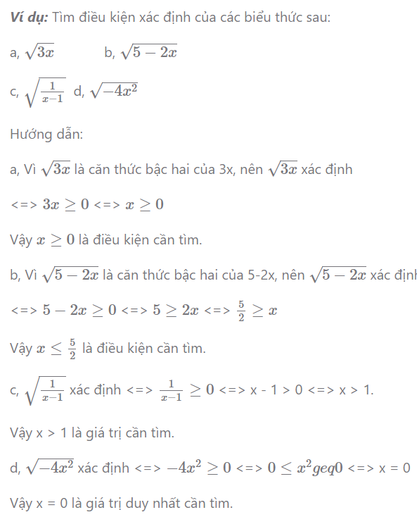 ví dụ về phương pháp tìm điều kiện biểu thức căn thức ví dụ về phương pháp tìm điều kiện biểu thức căn thức