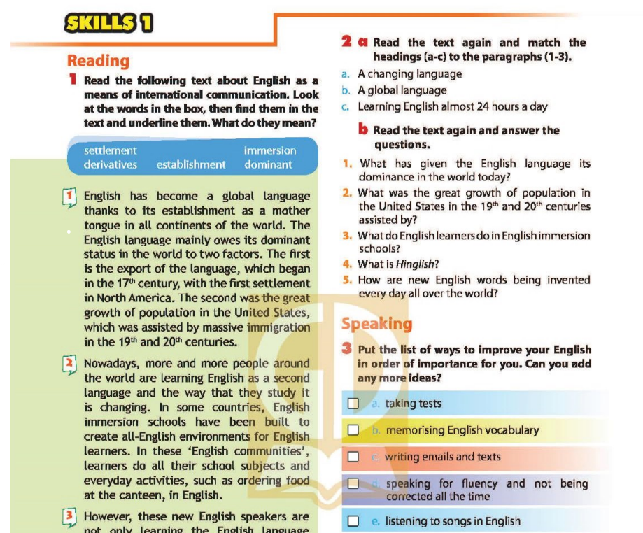 Tiếng anh 9 Unit 9 Skills 1