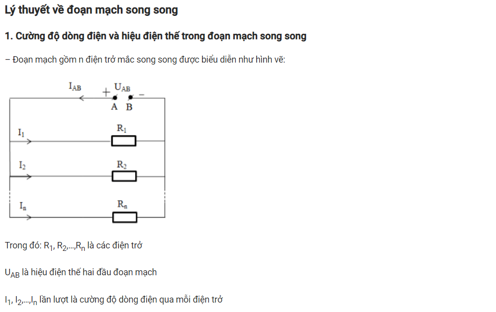 Lý thuyết và bài tập đoạn mạch song song