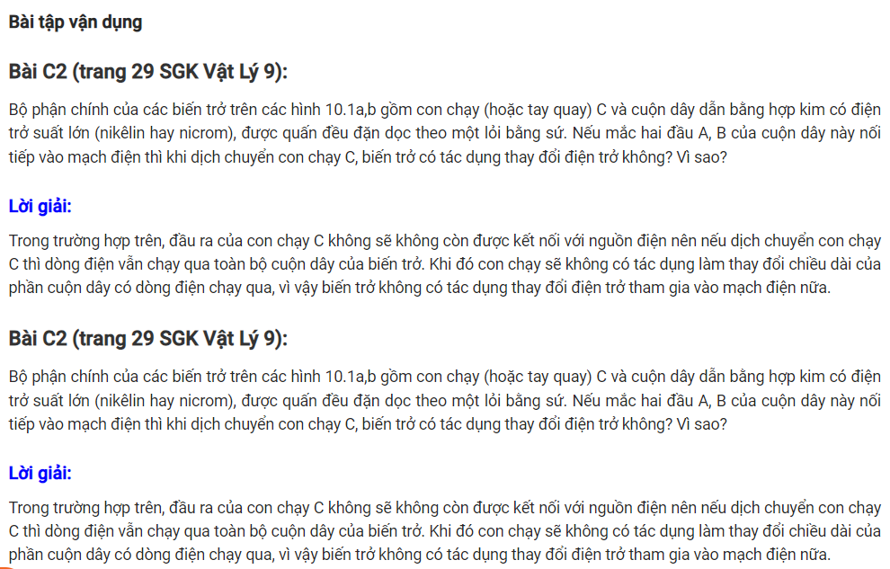 Biến trở – Điện trở dùng trong kĩ thuật