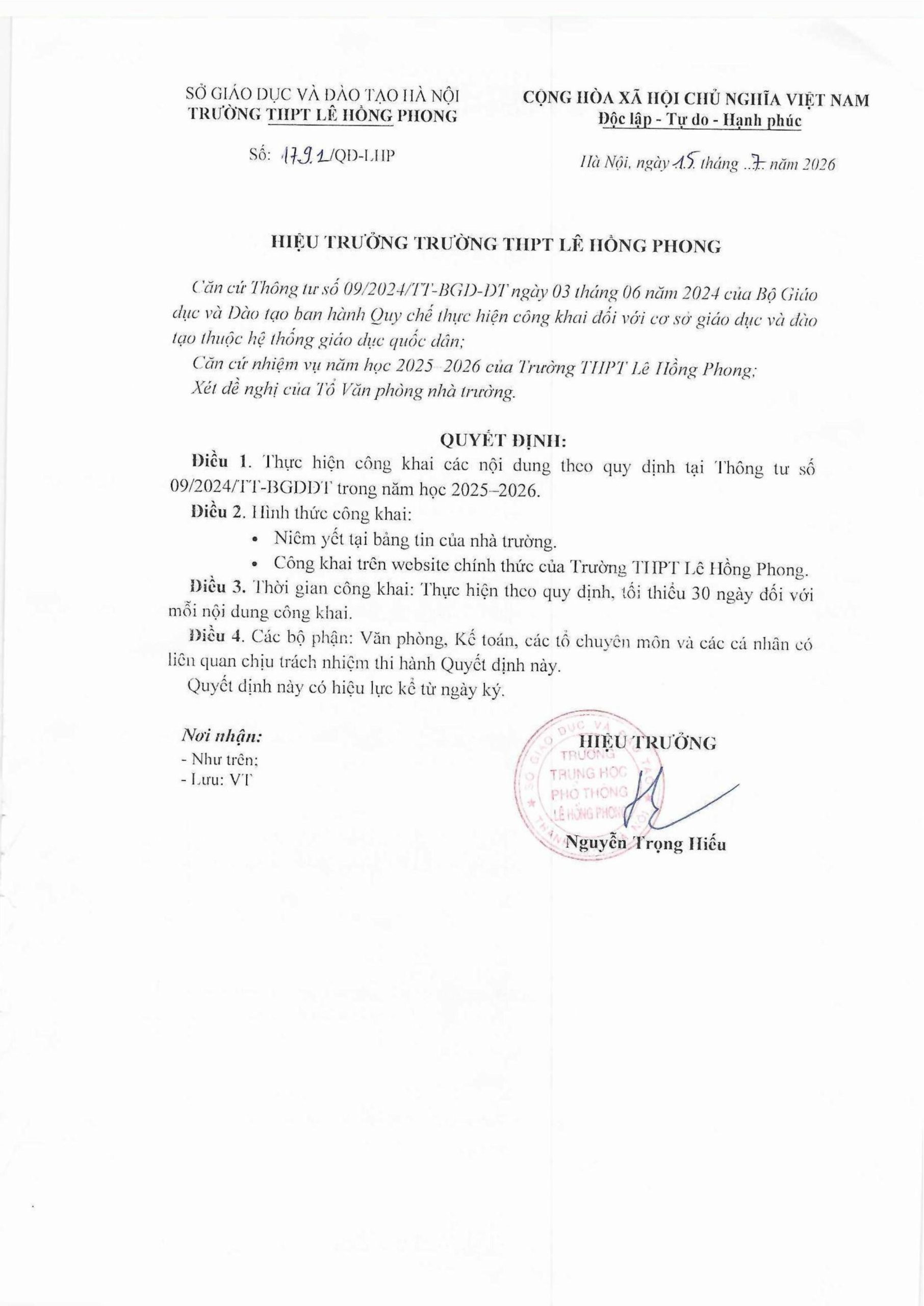 BA CÔNG KHAI NĂM HỌC 2025-2026